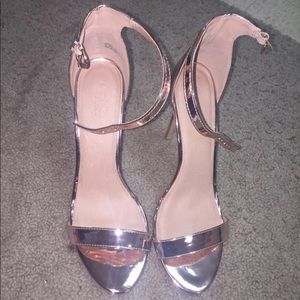 Rose gold high heel sandals